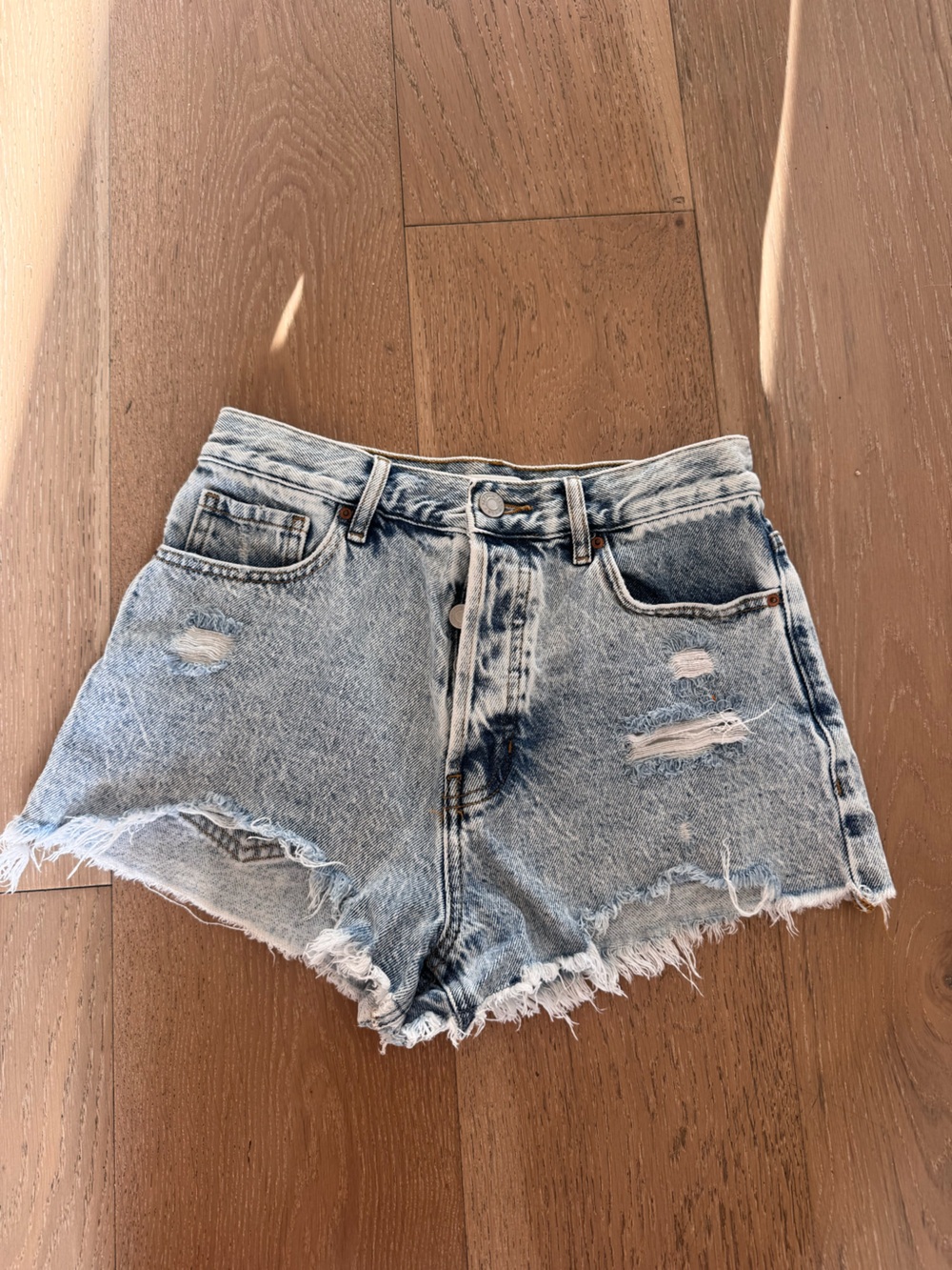 PacSun Light Blue Distressed Denim vintage high rise Shorts